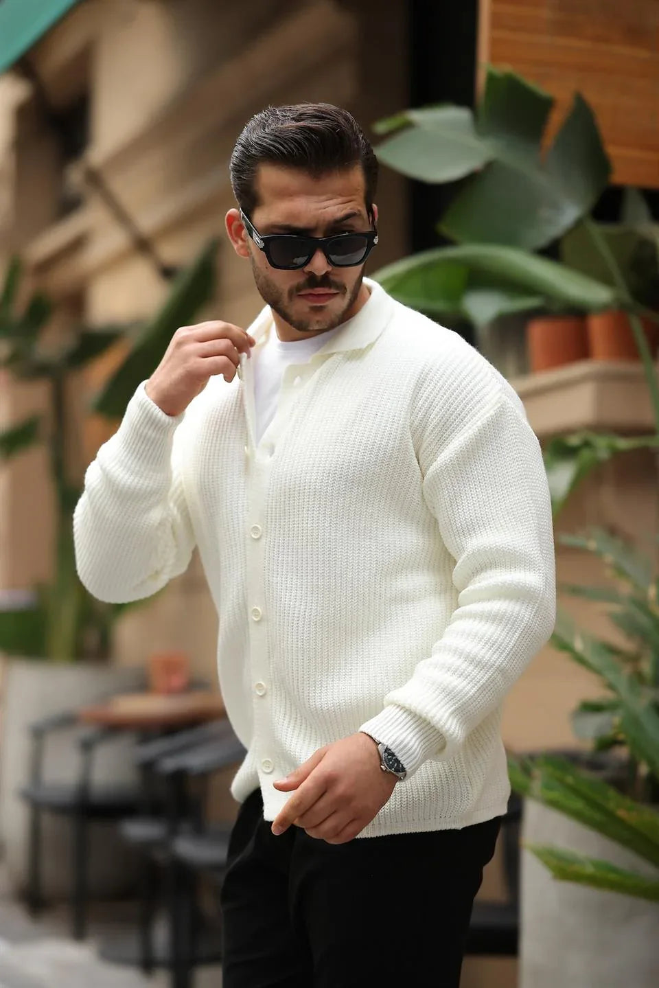 Gilet Homme Oversize en Tricot Selanik avec Boutons - Justyol