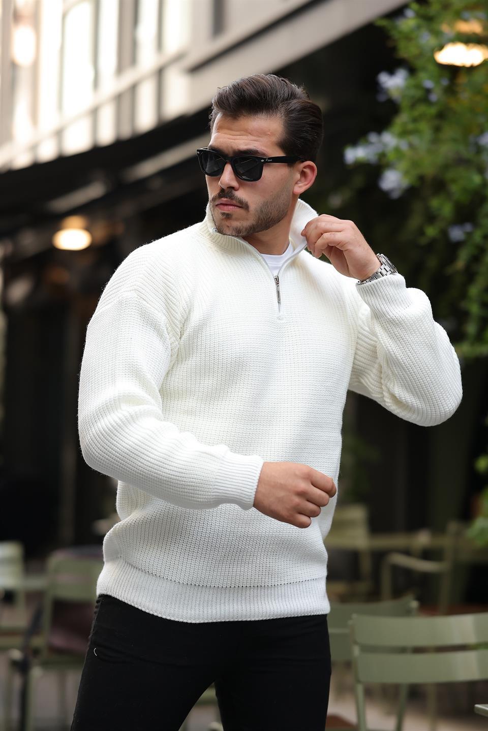 Pull Homme en Tricot Selanik Oversize à Demi-Fermeture - Justyol