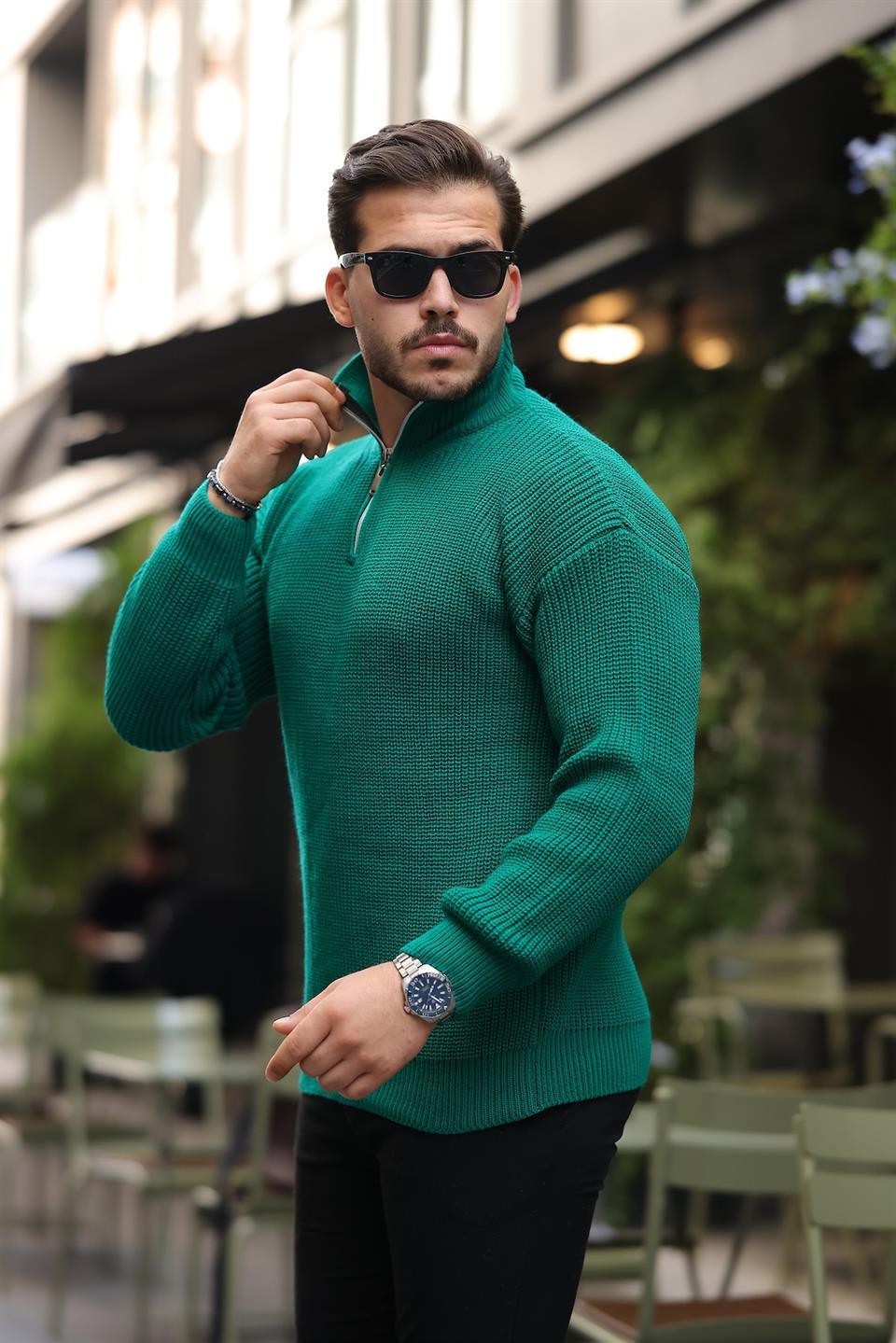 Pull Homme en Tricot Selanik Oversize à Demi-Fermeture - Justyol