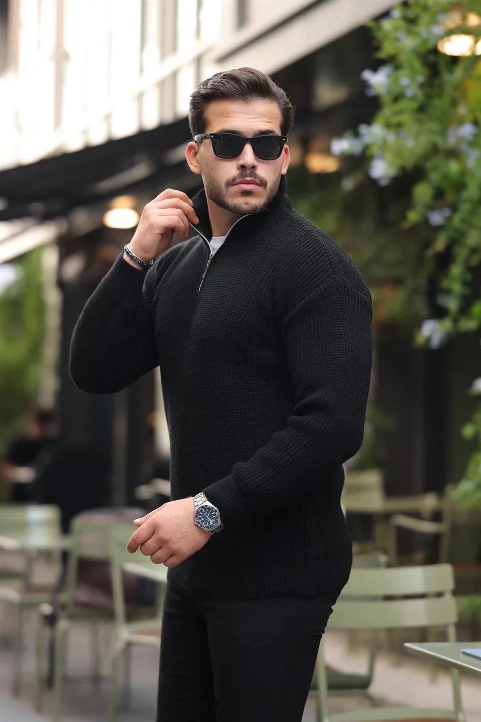 Pull Homme en Tricot Selanik Oversize à Demi-Fermeture - Justyol