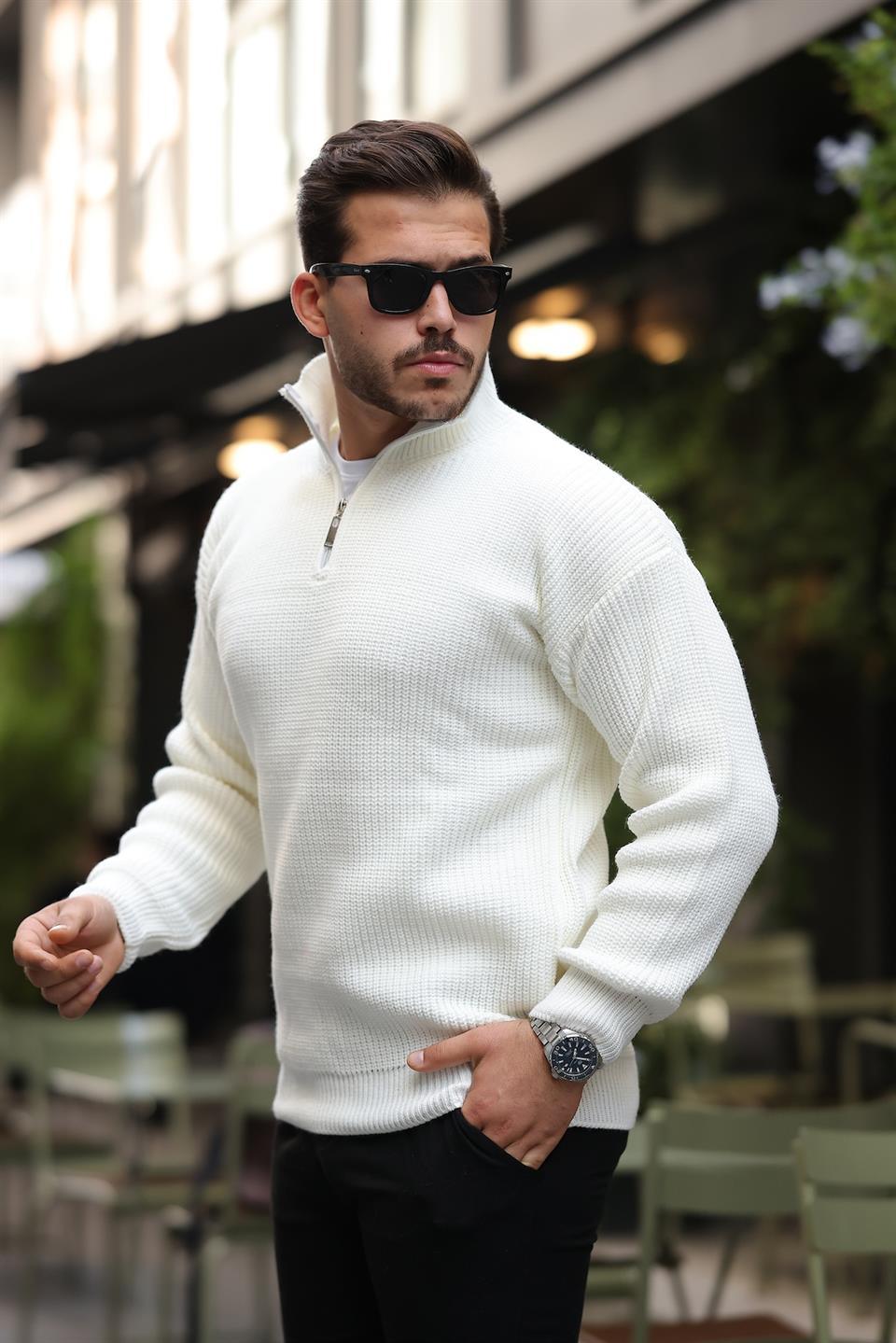 Pull Homme en Tricot Selanik Oversize à Demi-Fermeture - Justyol