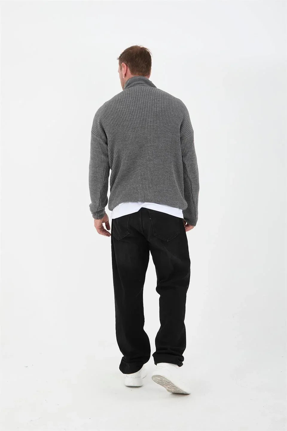 Pull Homme en Tricot Selanik Oversize à Demi-Fermeture - Justyol