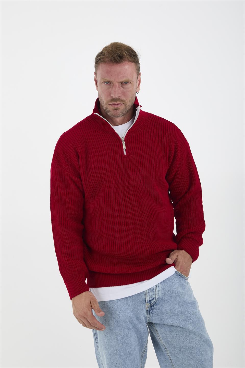 Pull Homme en Tricot Selanik Oversize à Demi-Fermeture - Justyol
