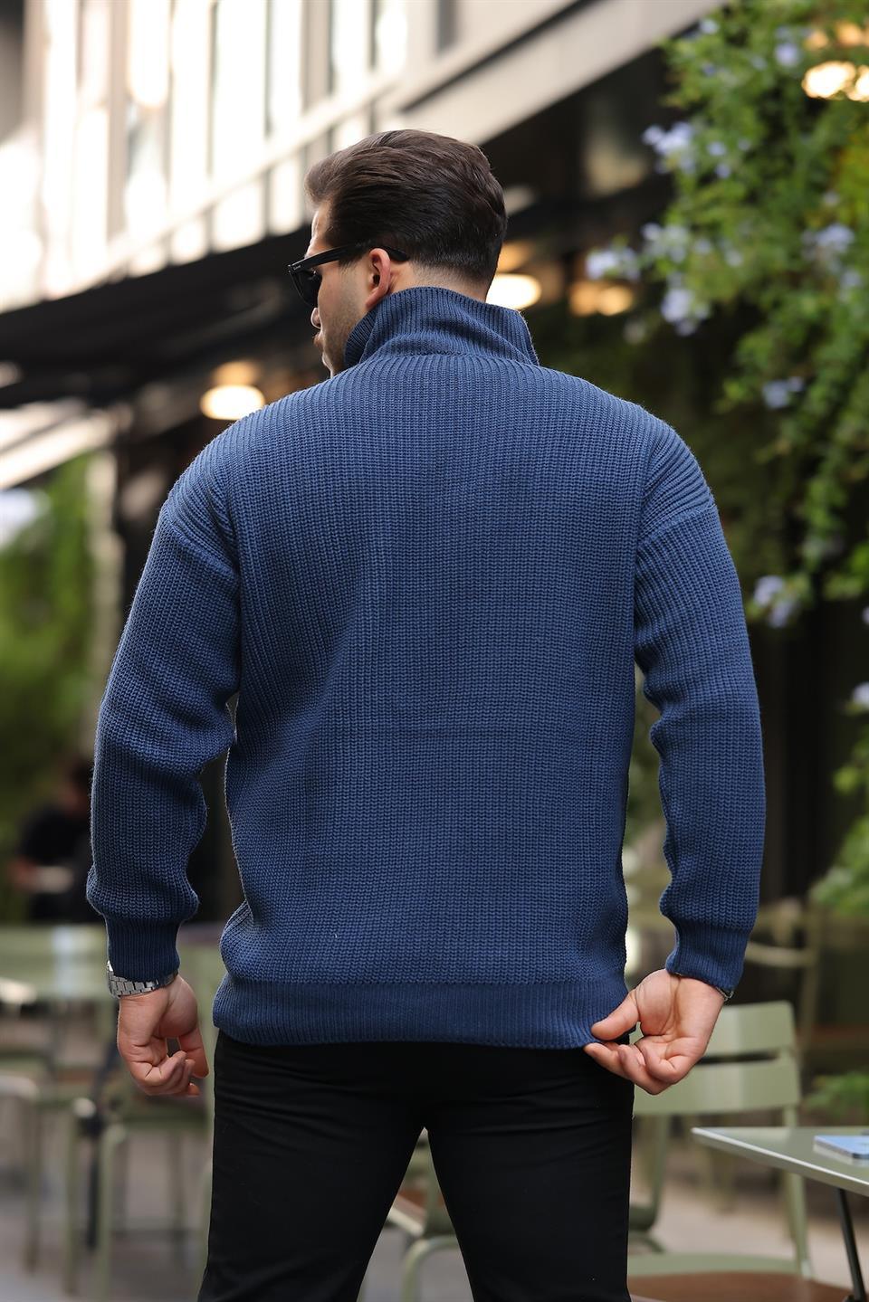 Pull Homme en Tricot Selanik Oversize à Demi-Fermeture - Justyol