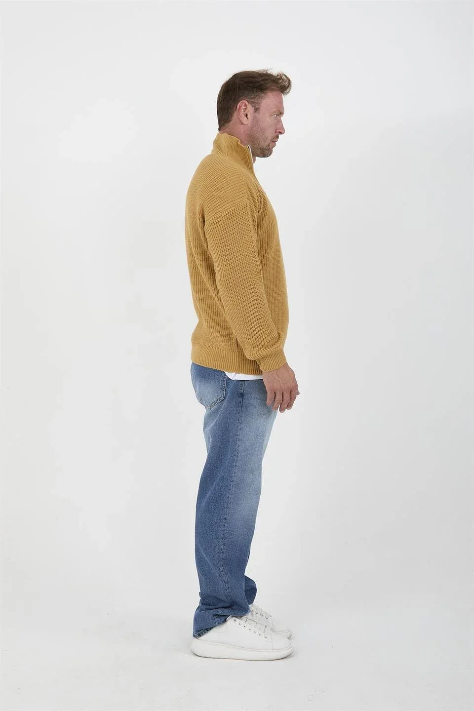 Pull Homme en Tricot Selanik Oversize à Demi-Fermeture - Justyol