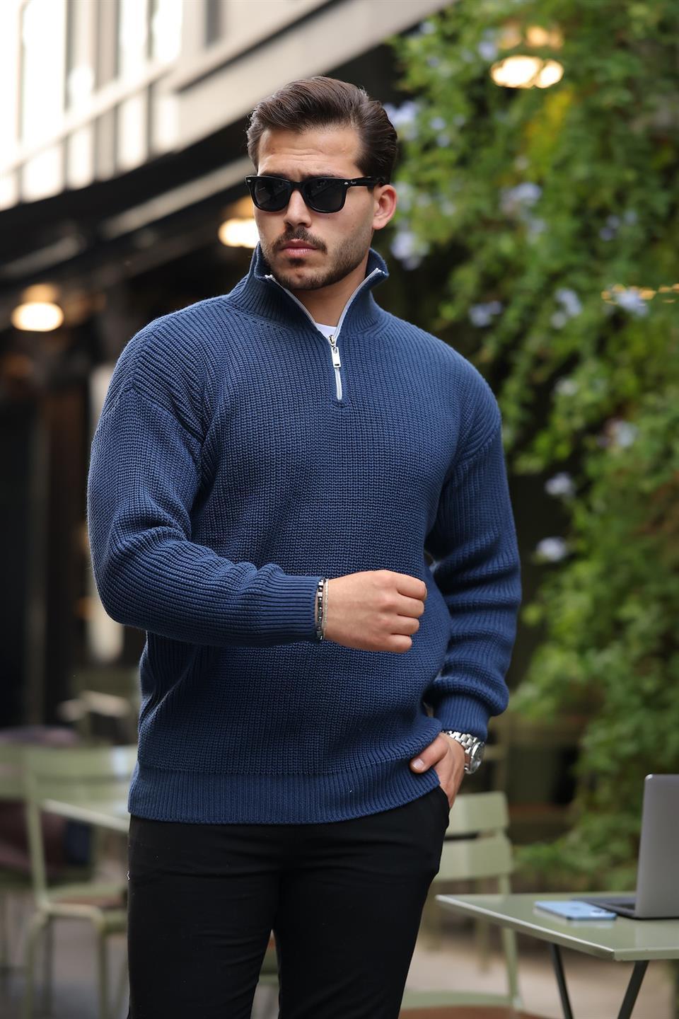 Pull Homme en Tricot Selanik Oversize à Demi-Fermeture - Justyol