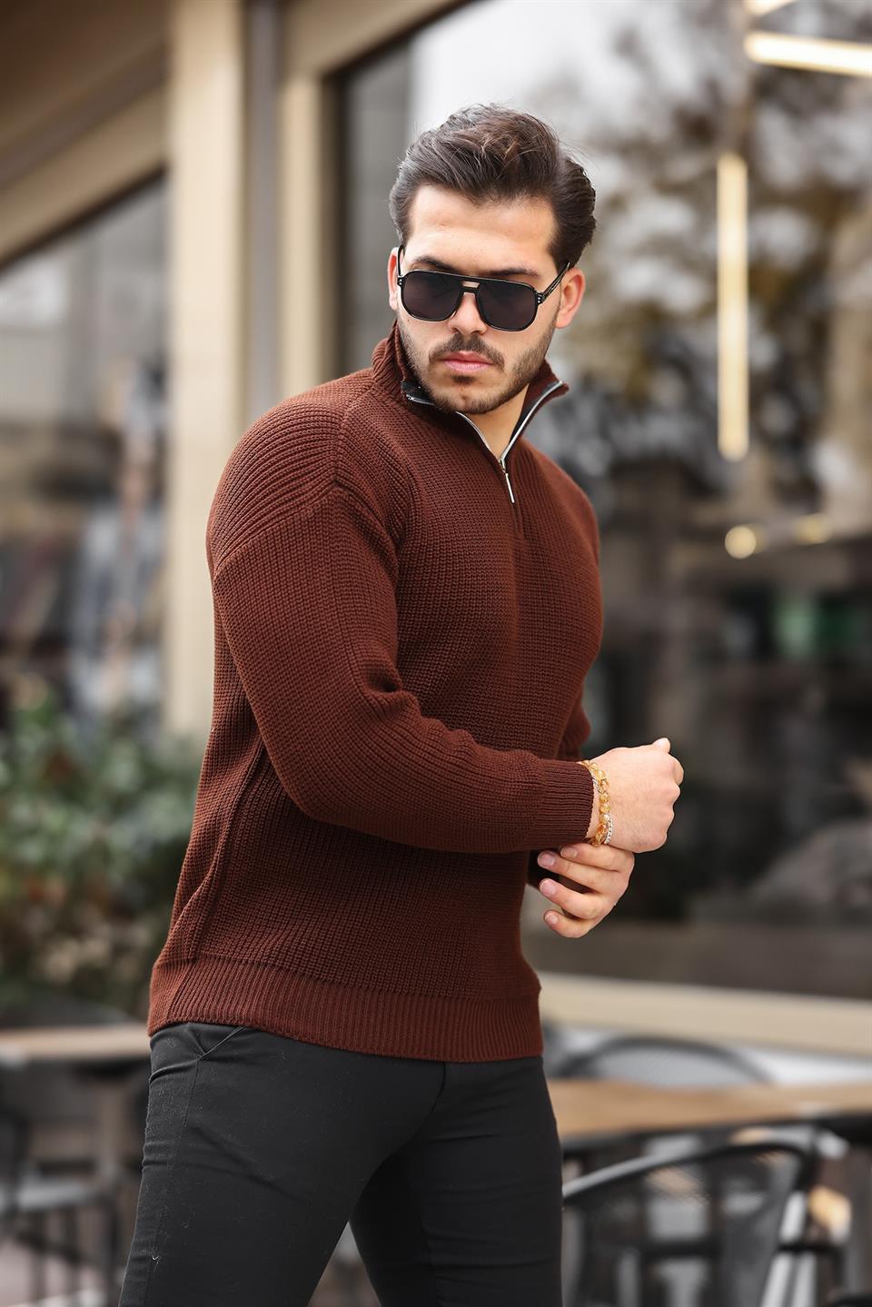 Pull Homme en Tricot Selanik Oversize à Demi-Fermeture - Justyol