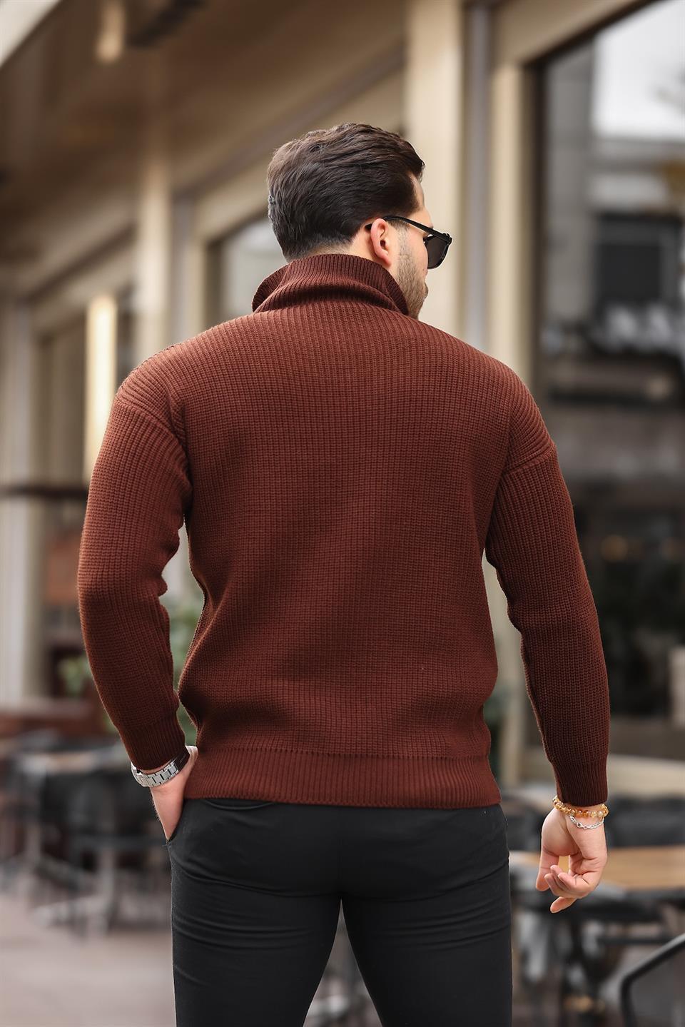 Pull Homme en Tricot Selanik Oversize à Demi-Fermeture - Justyol