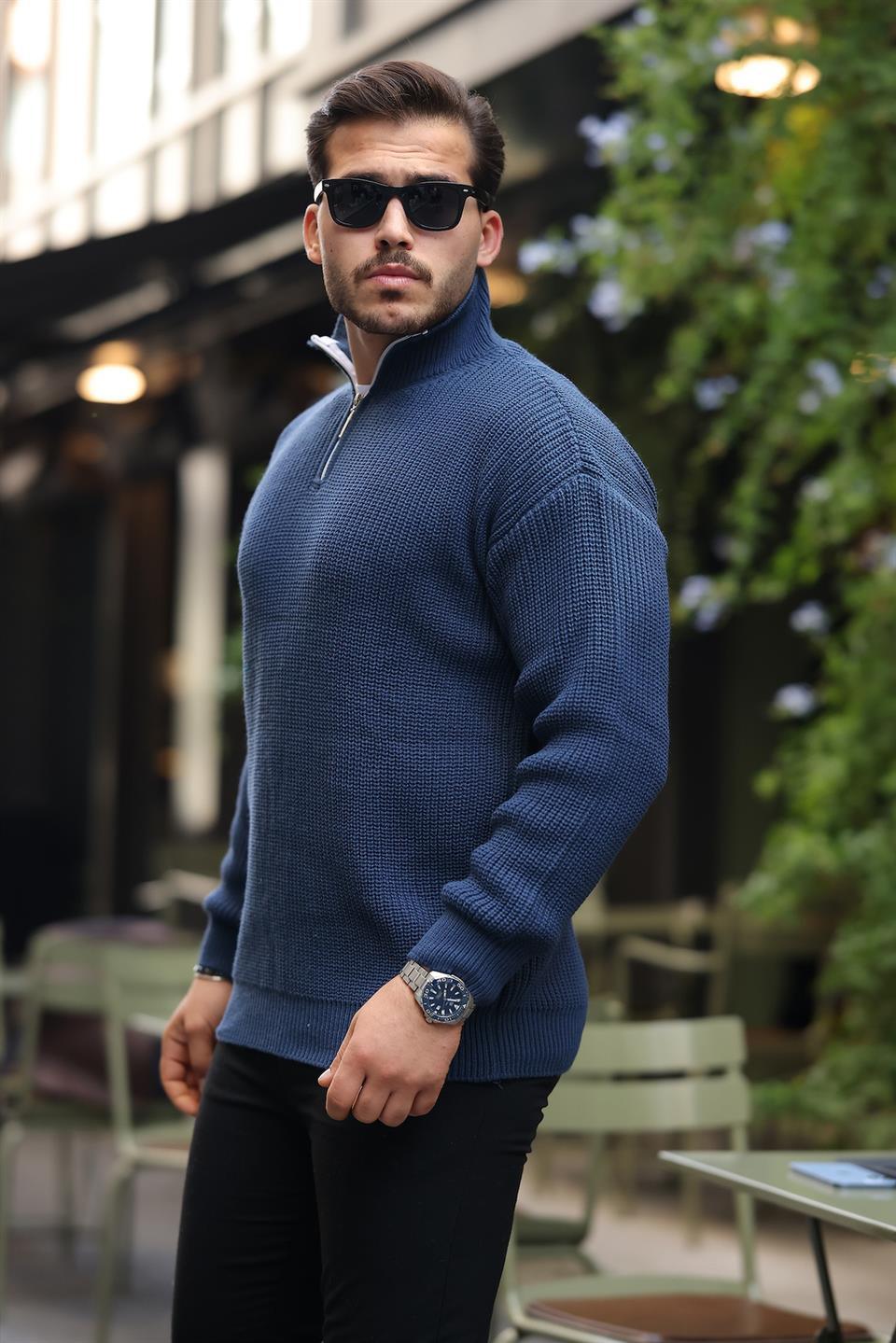Pull Homme en Tricot Selanik Oversize à Demi-Fermeture - Justyol