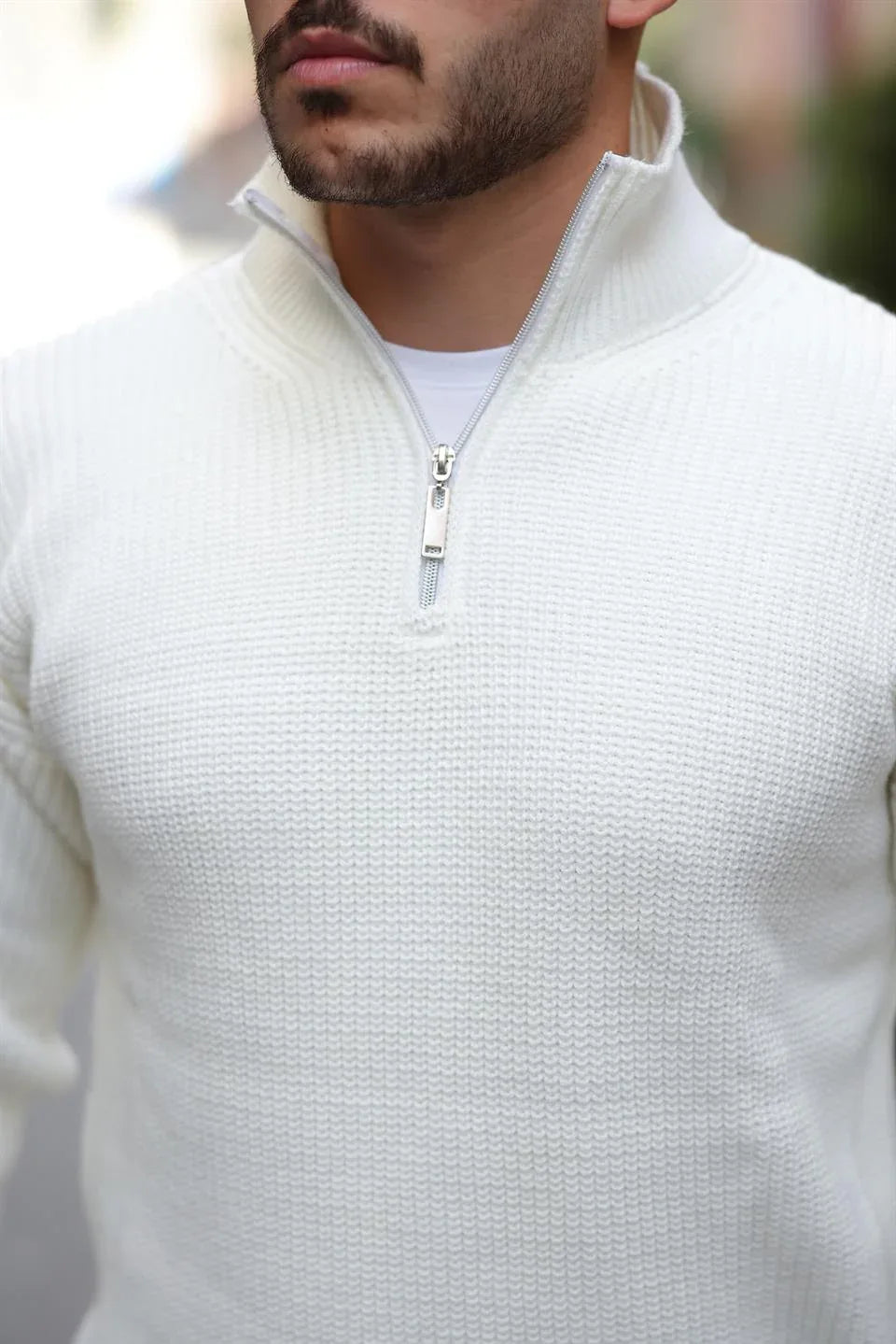 Pull Homme en Tricot Selanik Oversize à Demi-Fermeture - Justyol