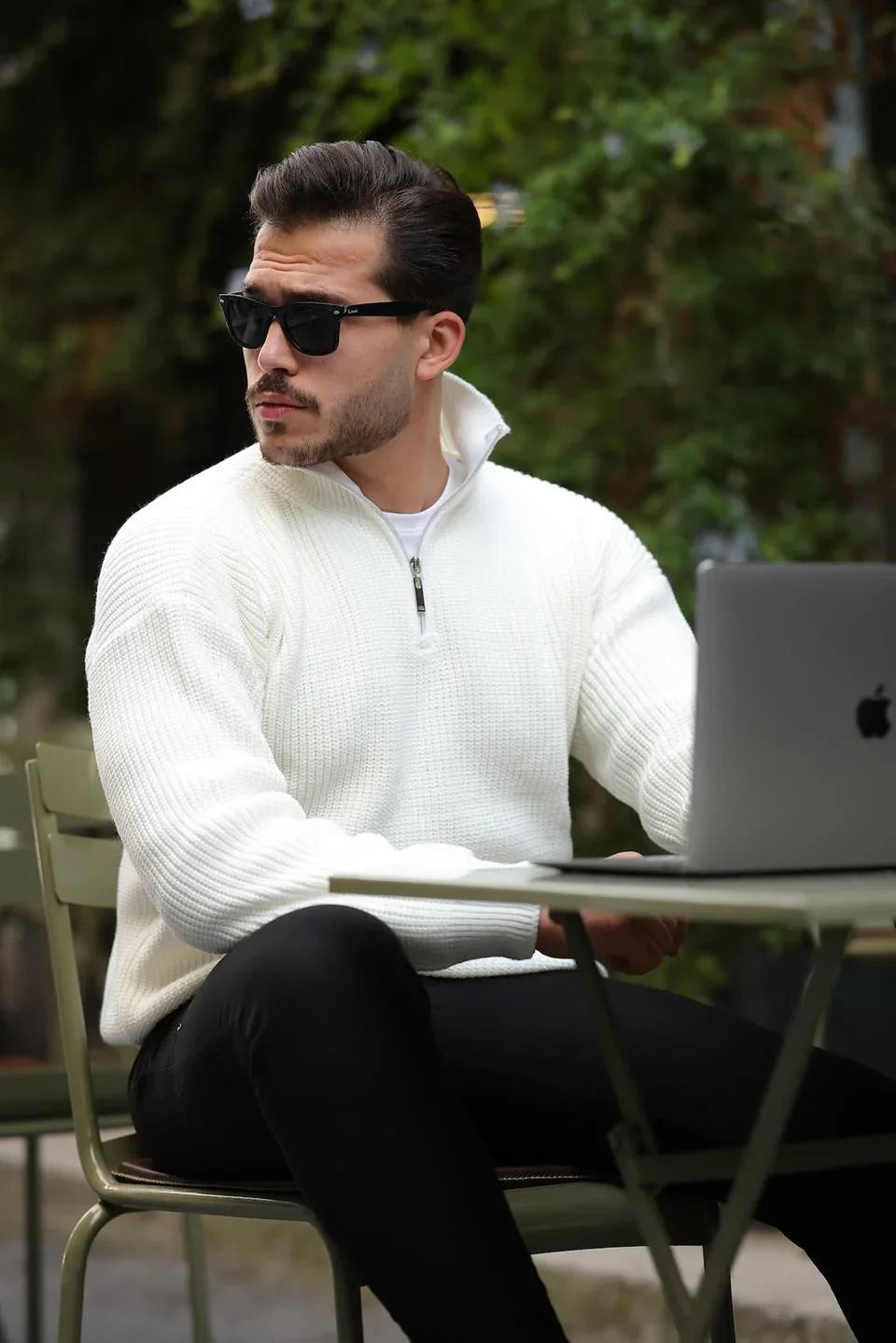 Pull Homme en Tricot Selanik Oversize à Demi-Fermeture - Justyol