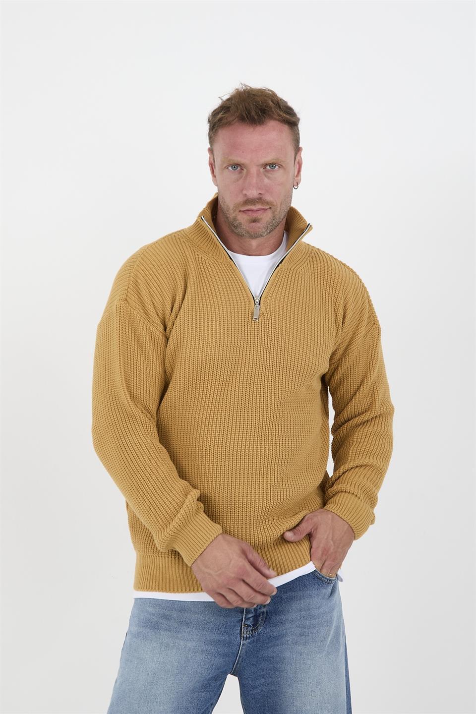 Pull Homme en Tricot Selanik Oversize à Demi-Fermeture - Justyol