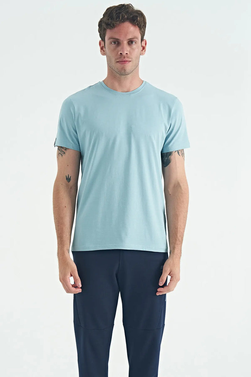 T-shirt pour homme à col rond, coupe standard, modèle basique - 88245