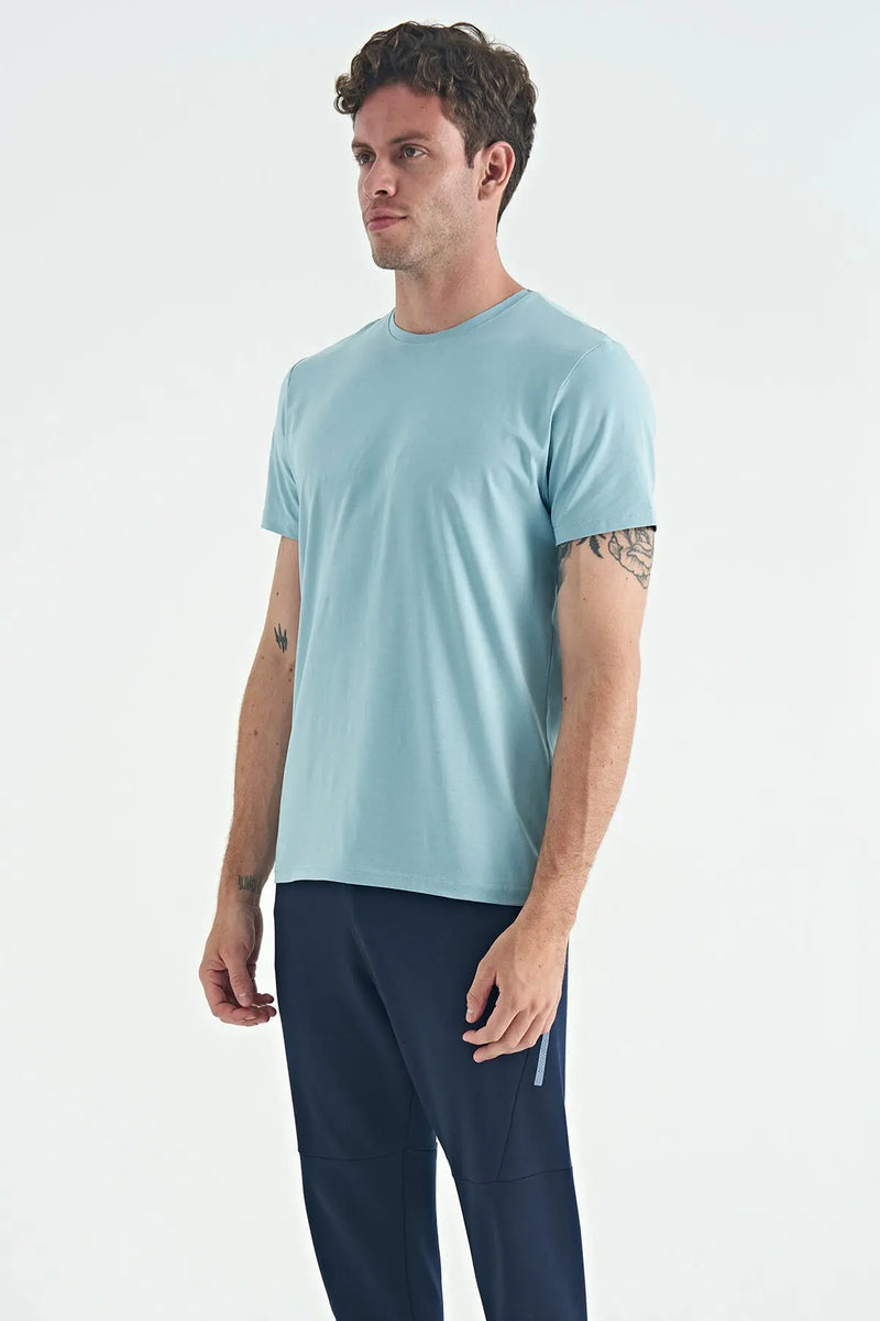 T-shirt pour homme à col rond, coupe standard, modèle basique - 88245