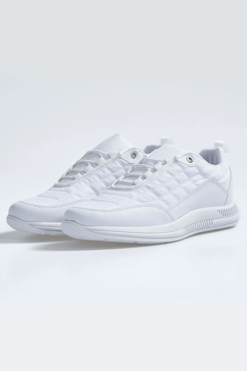 Baskets Sportives à Lacets pour Homme - Détails en Cuir Synthétique, Modèle Matelassé