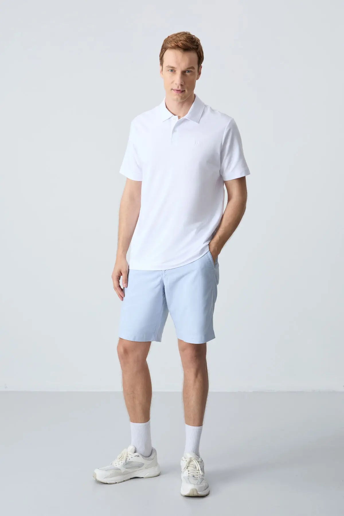 basic göğüs logolu standart kalip triko polo yaka erkek t-shirt - 87768 - Justyol
