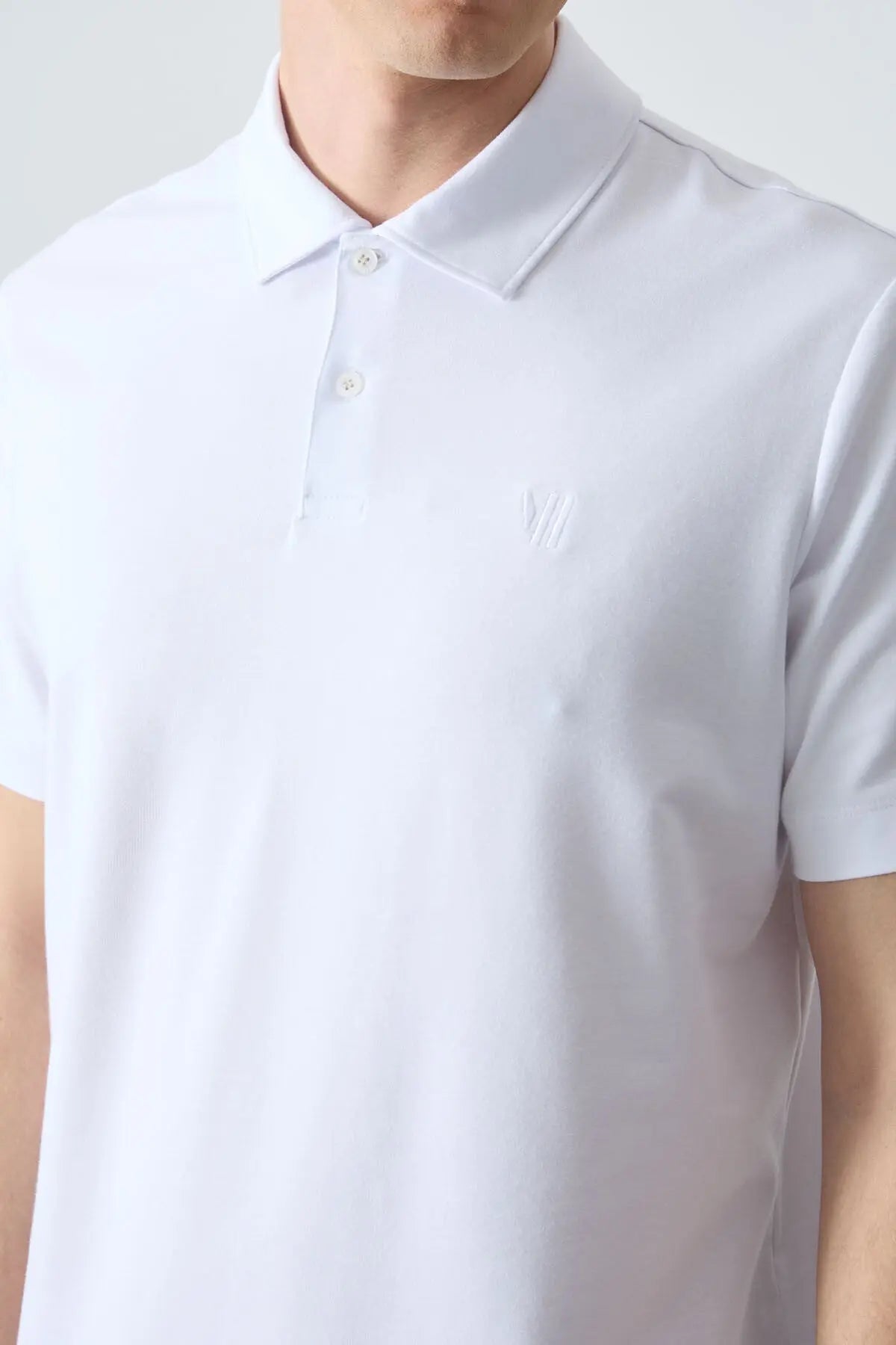 basic göğüs logolu standart kalip triko polo yaka erkek t-shirt - 87768 - Justyol