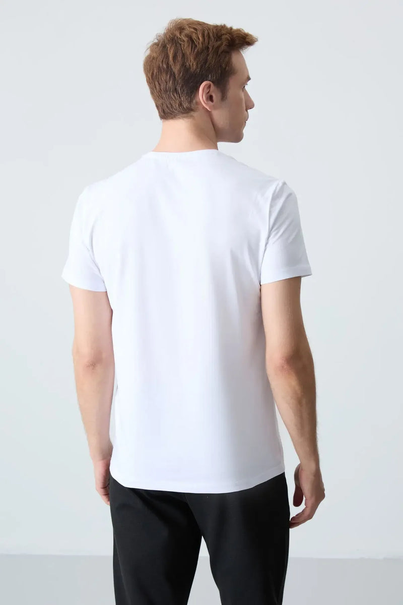 T-shirt homme basique col V manches courtes coupe standard- 87912