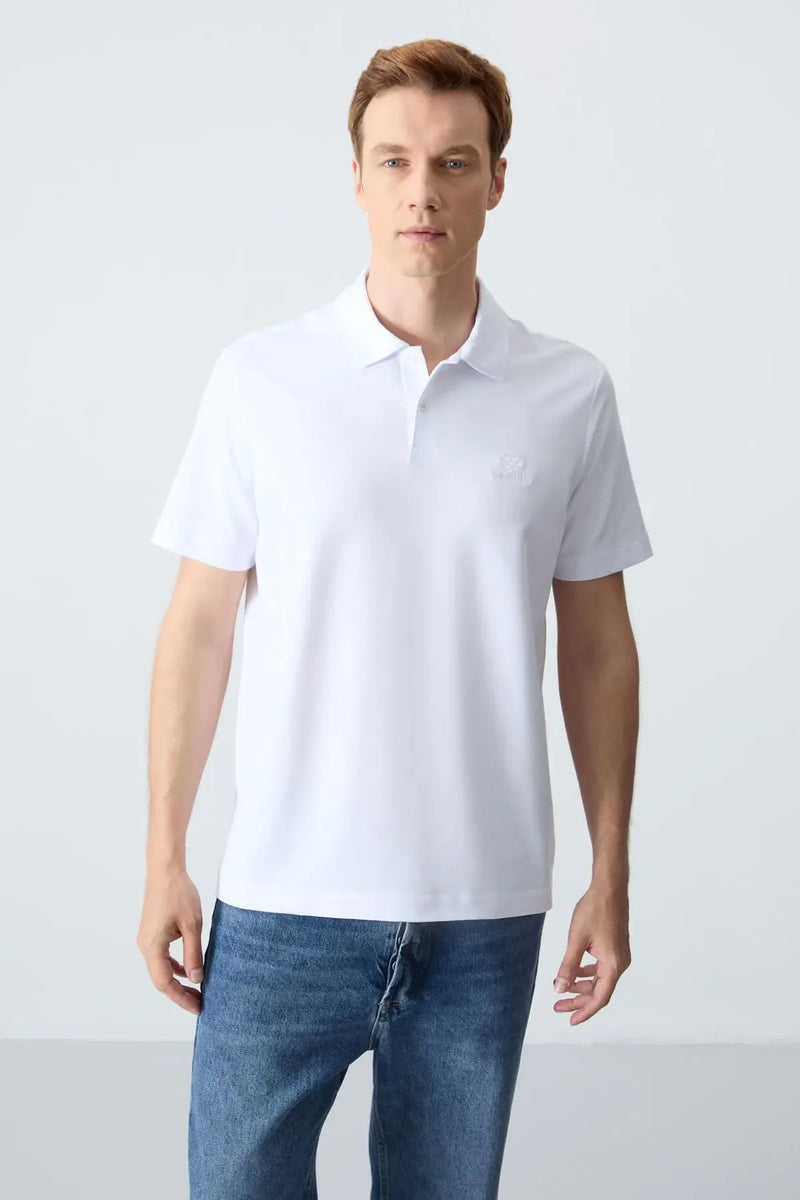 Polo homme en maille avec logo col polo coupe standard- 87748