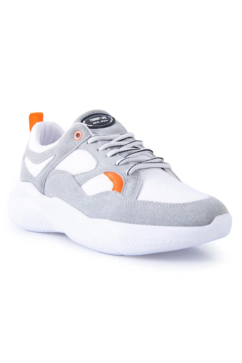 Baskets sport homme bicolores à lacets semelle épaisse - 89097