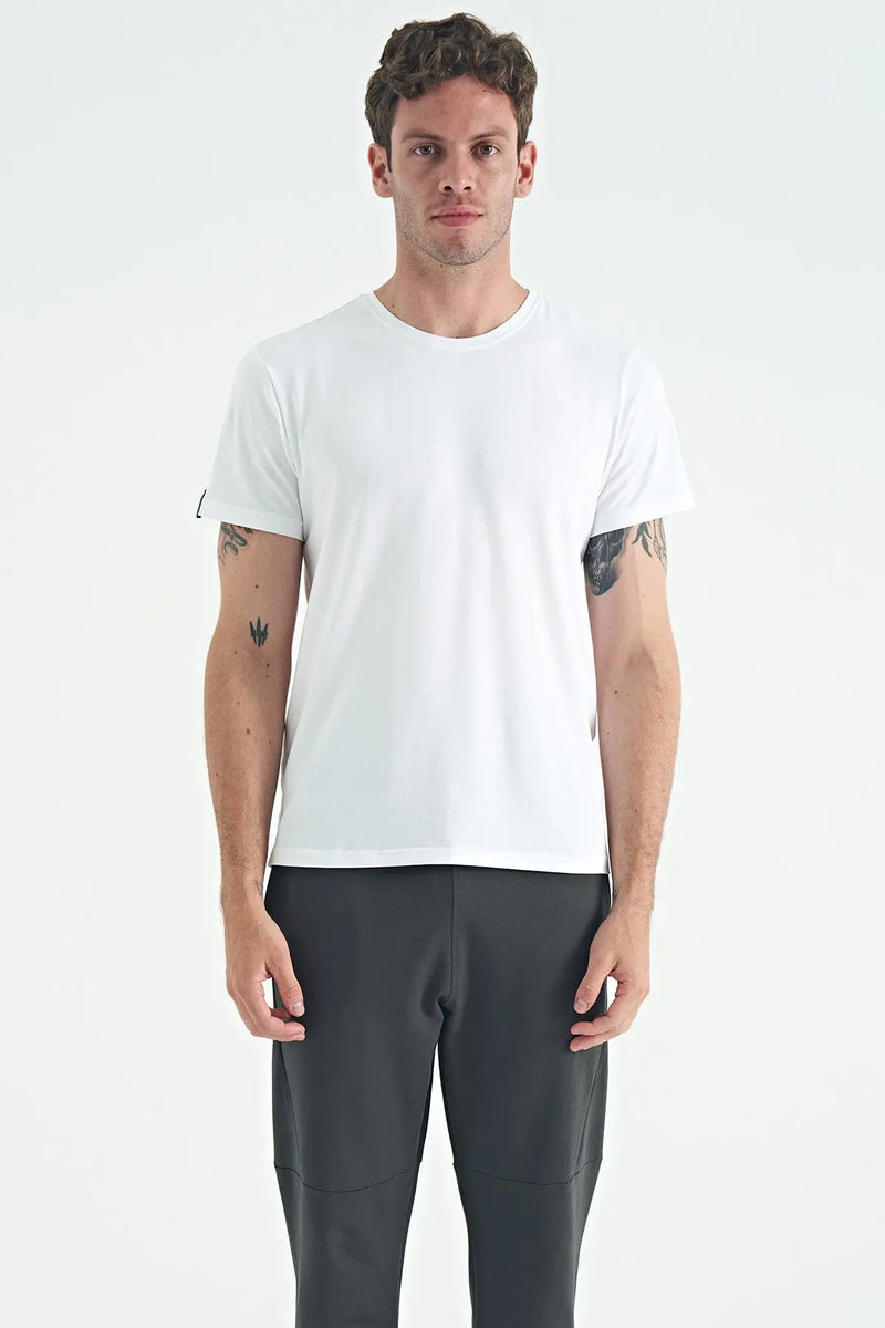 T-shirt pour homme à col rond, coupe standard, modèle basique - 88245