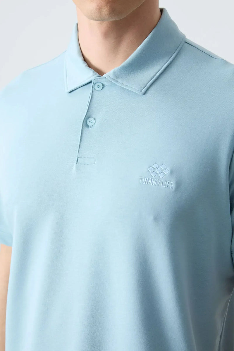 Polo homme en maille avec logo col polo coupe standard- 87748