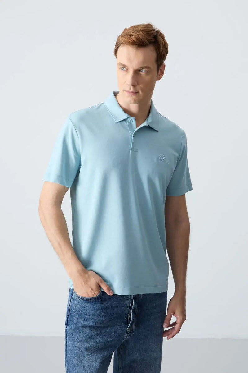Polo homme en maille avec logo col polo coupe standard- 87748
