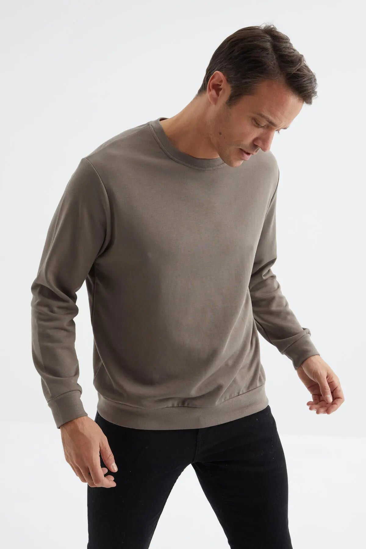 basic o yaka rahat form erkek sweatshirt - 88053 - Justyol