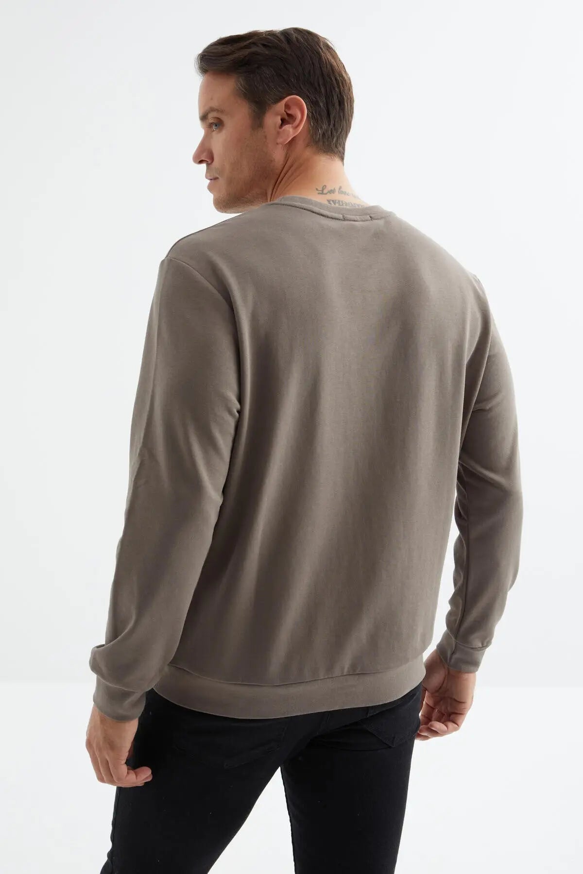 basic o yaka rahat form erkek sweatshirt - 88053 - Justyol