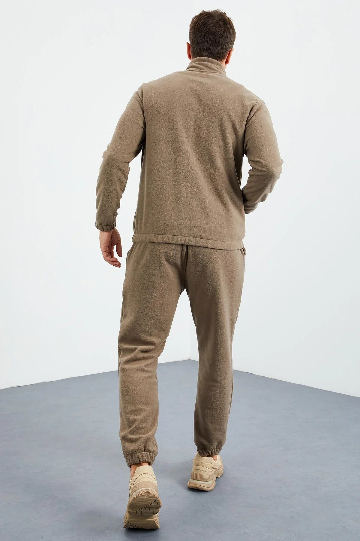 Ensemble de survêtement pour homme en polaire à demi-fermeture éclair, col montant et bas de pantalon élastiqués - 85159 - Justyol