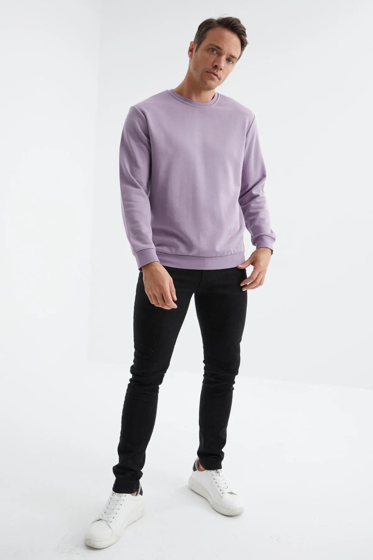 basic o yaka rahat form erkek sweatshirt - 88053 - Justyol