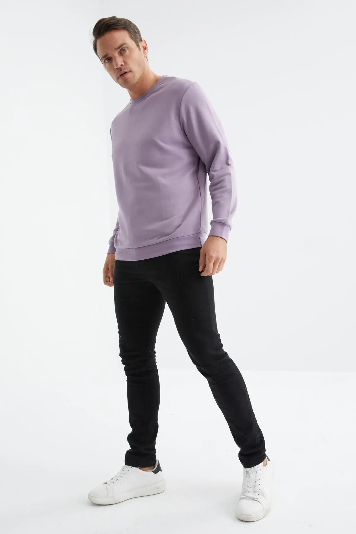 basic o yaka rahat form erkek sweatshirt - 88053 - Justyol