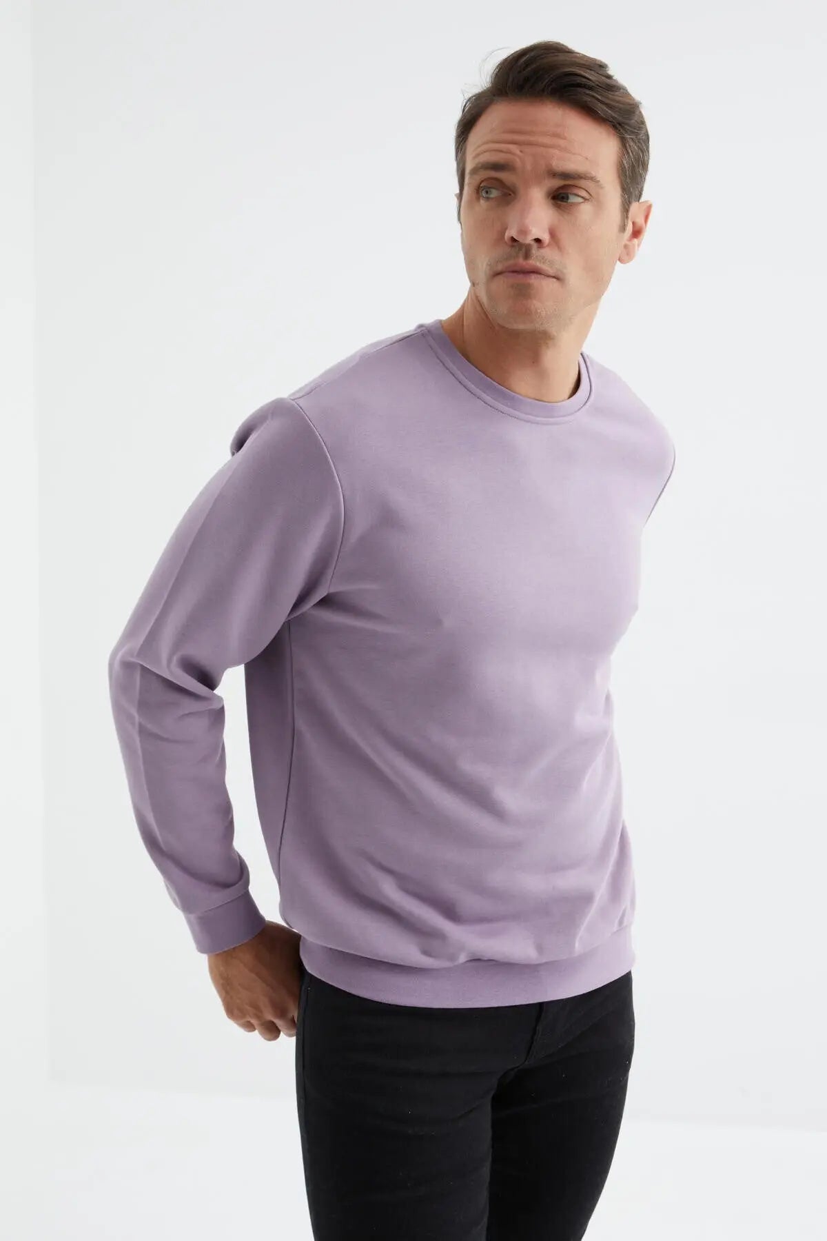 basic o yaka rahat form erkek sweatshirt - 88053 - Justyol