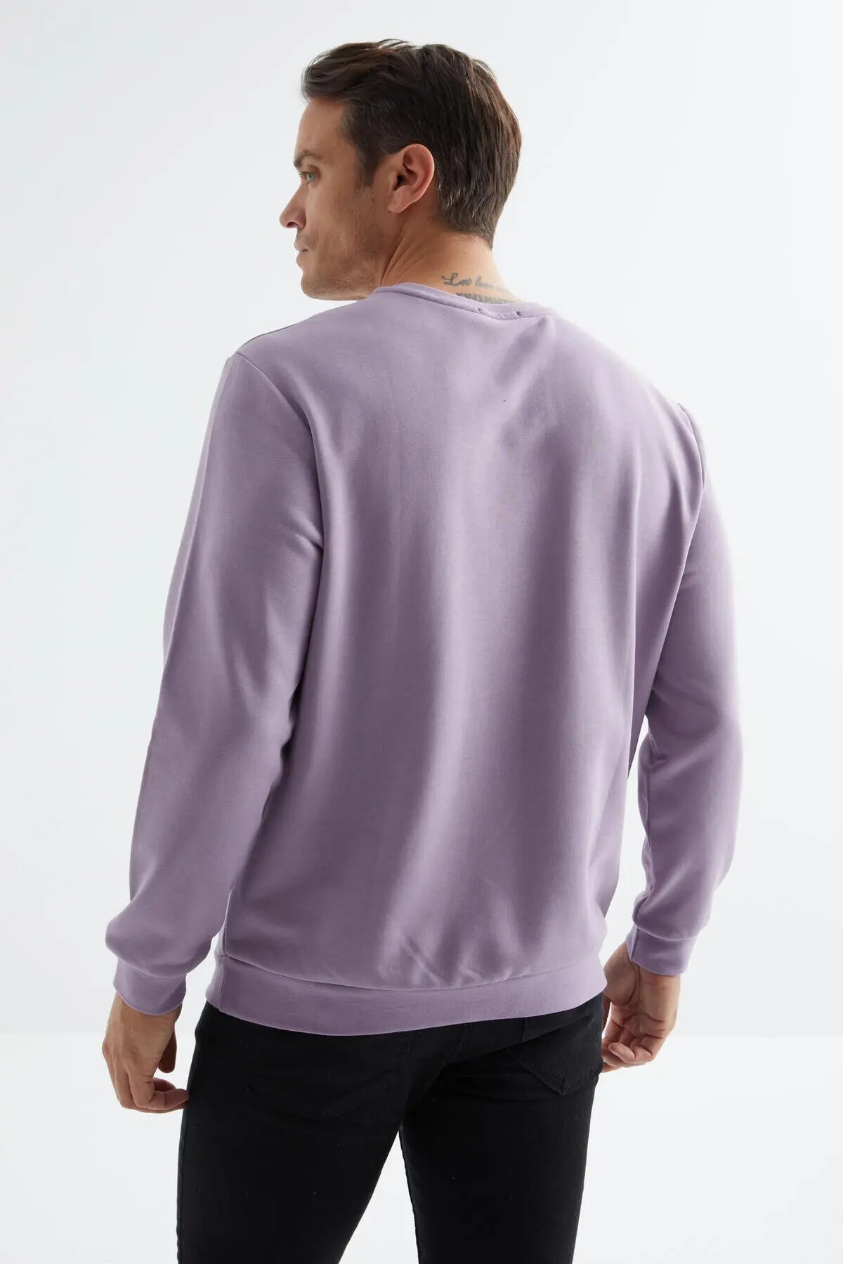 basic o yaka rahat form erkek sweatshirt - 88053 - Justyol