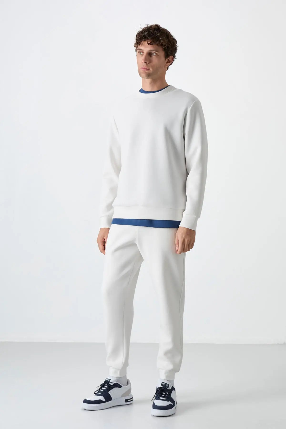 basic o yaka rahat form erkek sweatshirt - 88053 - Justyol