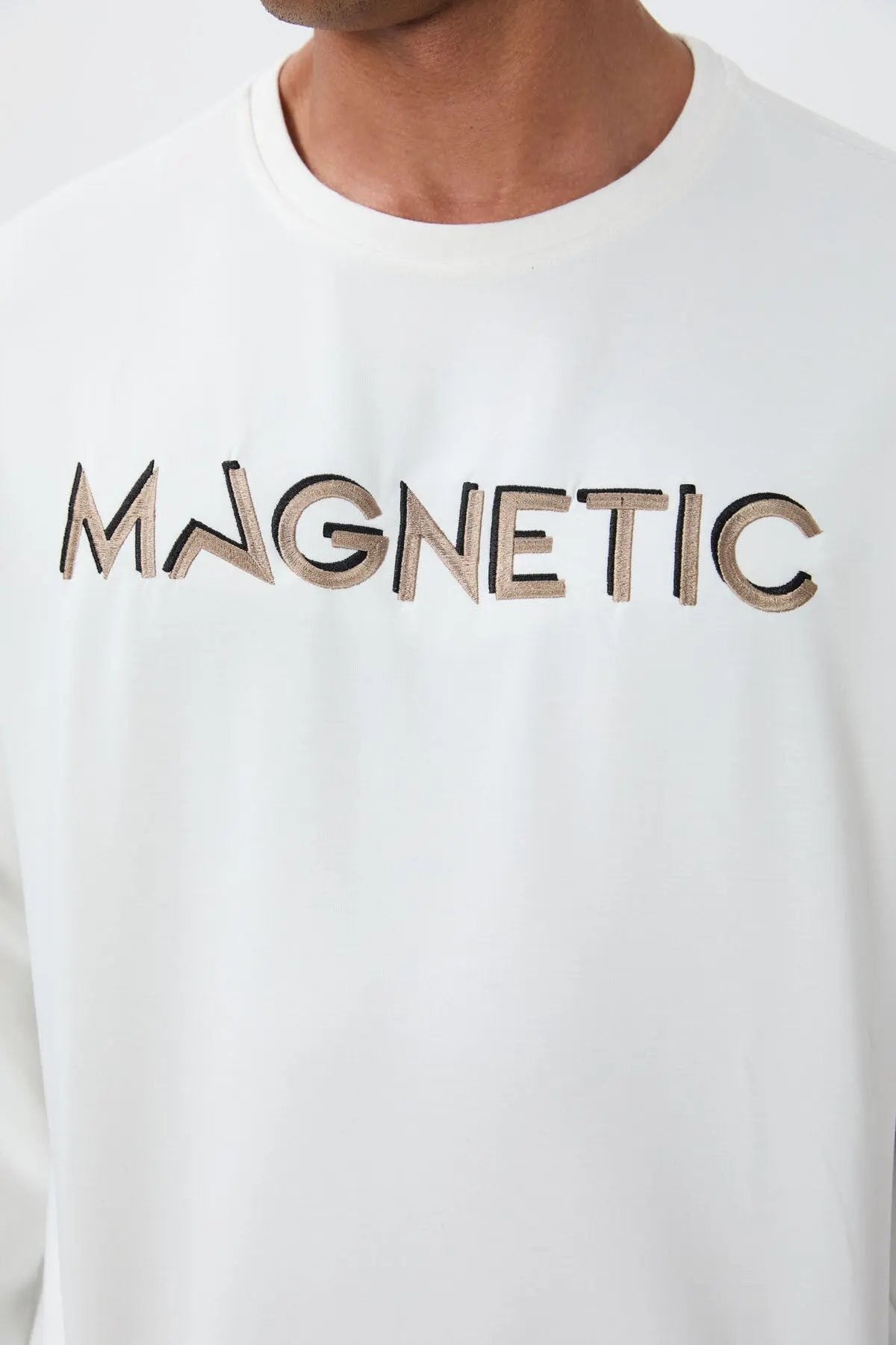 yazi nakişli o yaka rahat form erkek sweatshirt - 88020 - Justyol