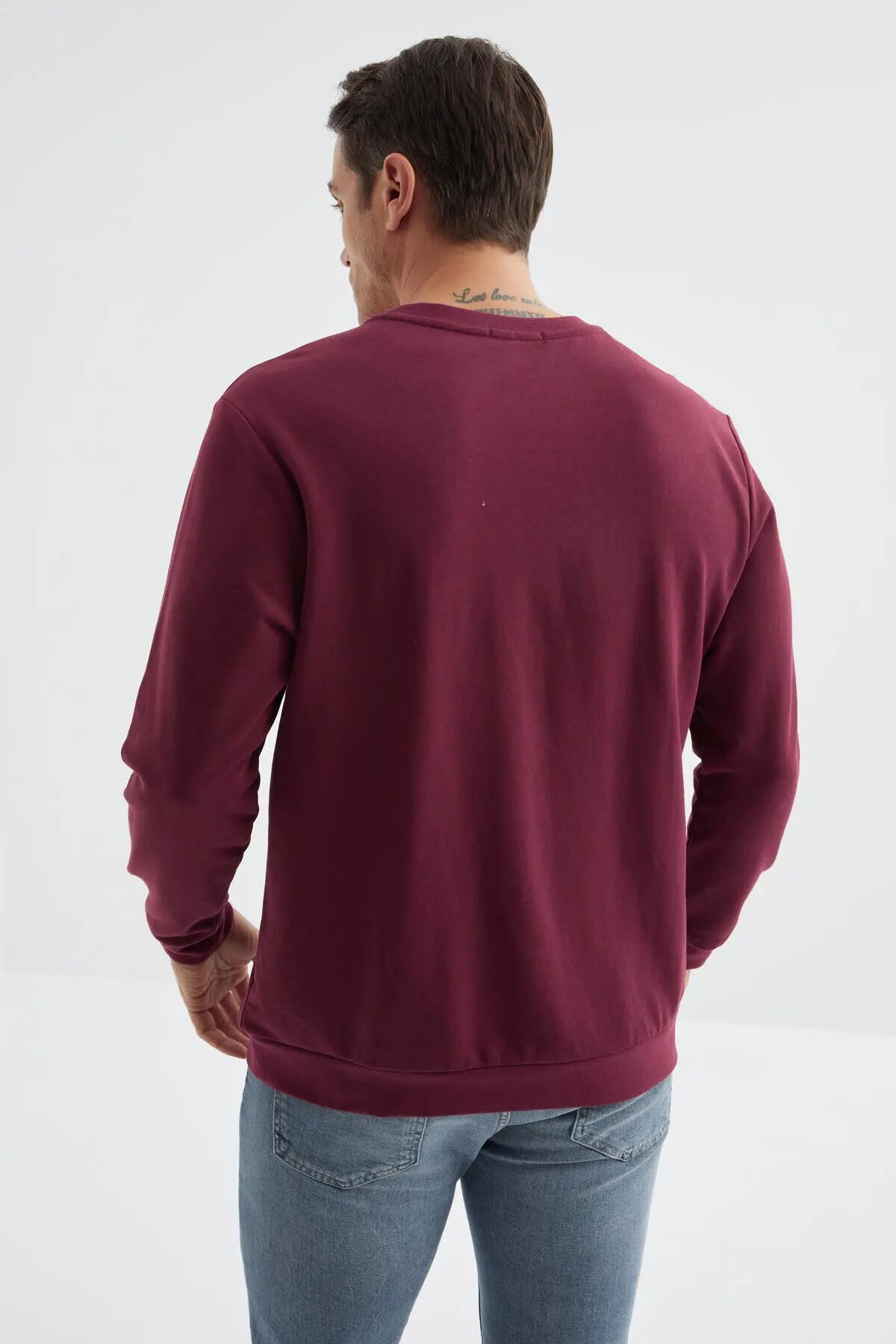 basic o yaka rahat form erkek sweatshirt - 88053 - Justyol