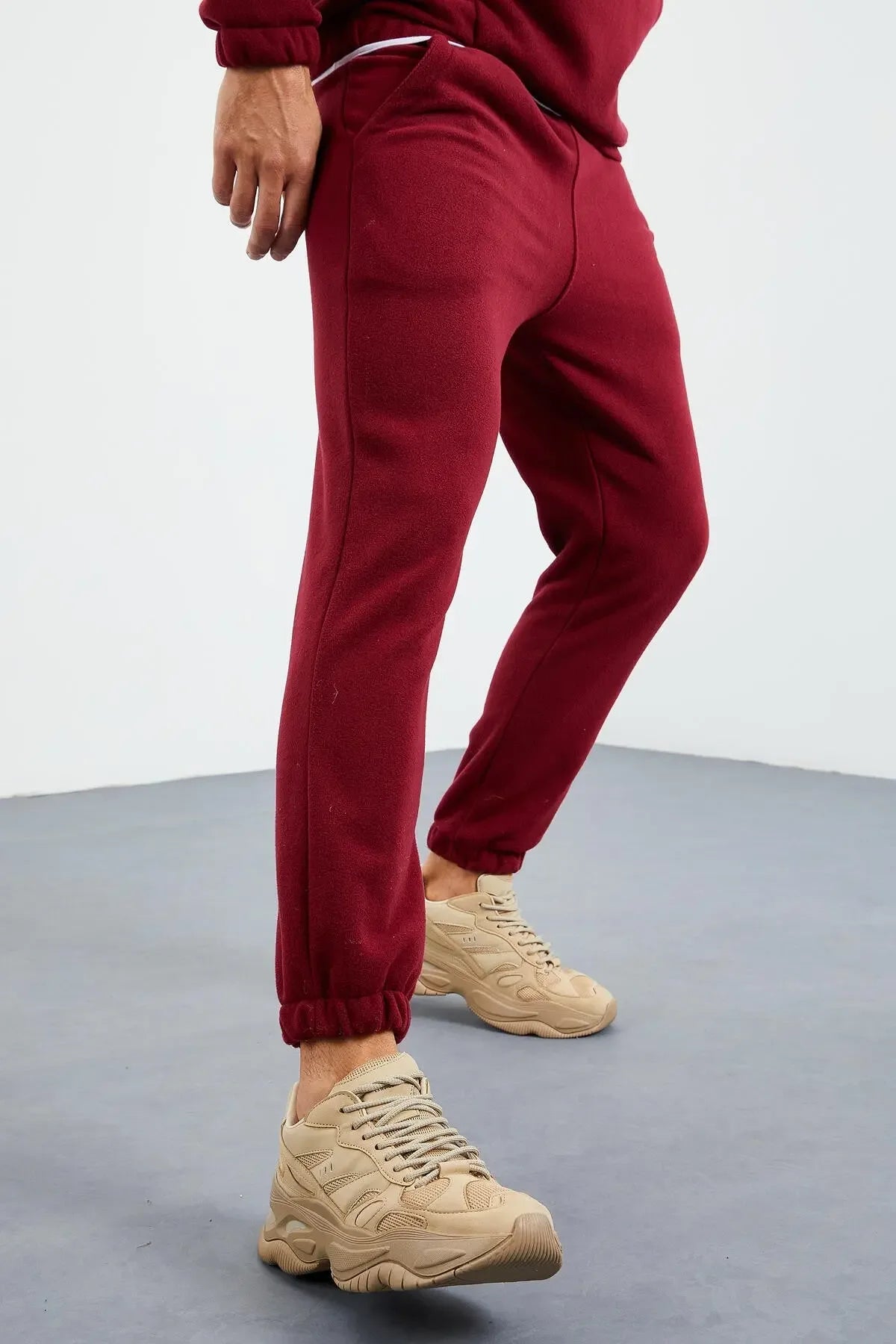 Ensemble de survêtement pour homme en polaire à demi-fermeture éclair, col montant et bas de pantalon élastiqués - 85159 - Justyol