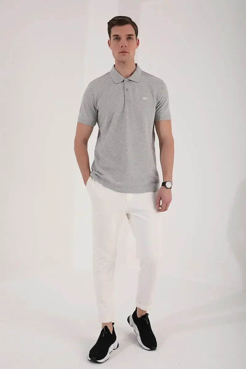 Polo homme en maille avec logo col polo coupe standard- 87748