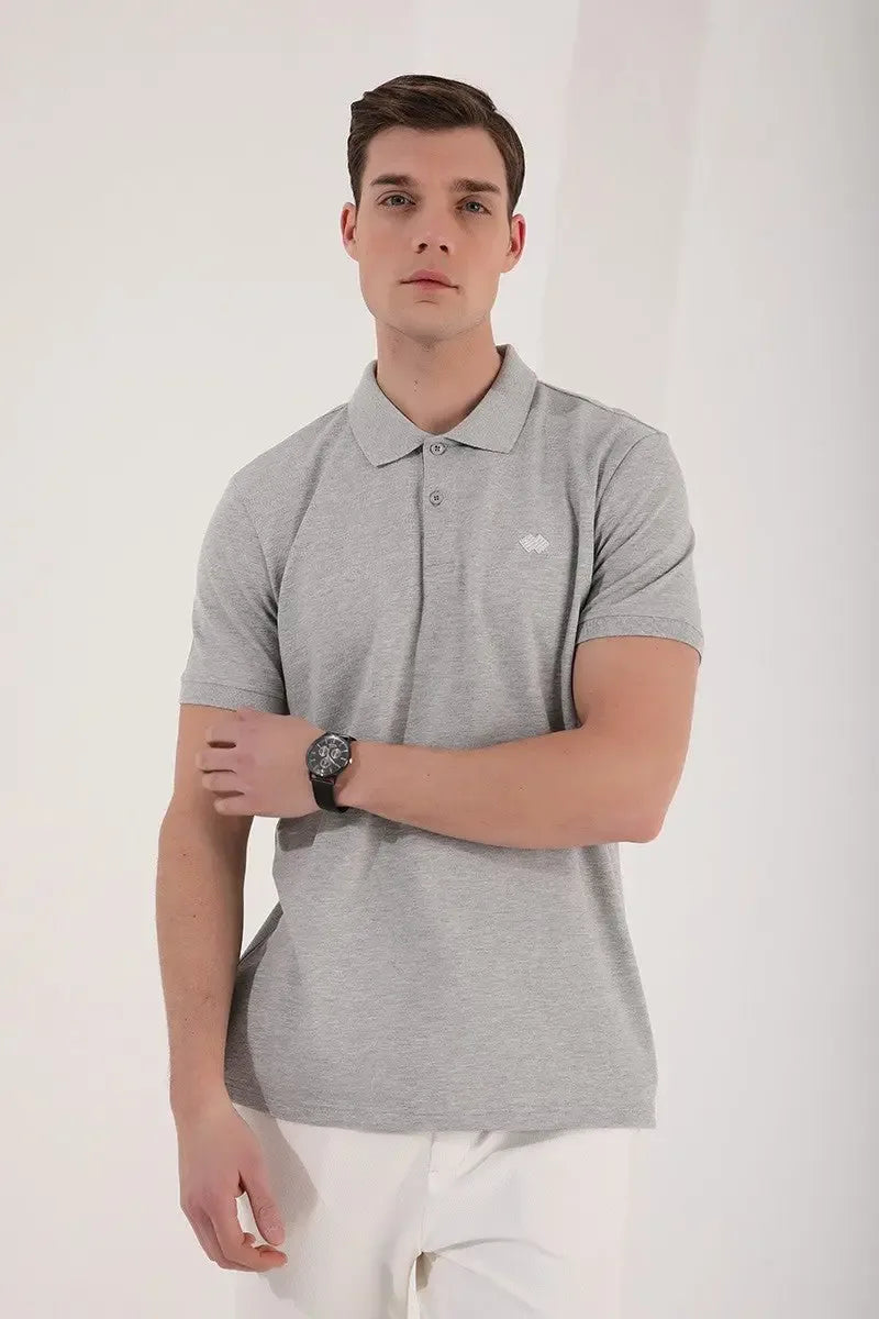 Polo homme en maille avec logo col polo coupe standard- 87748