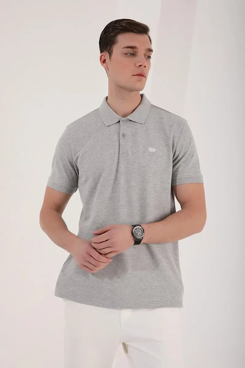 Polo homme en maille avec logo col polo coupe standard- 87748