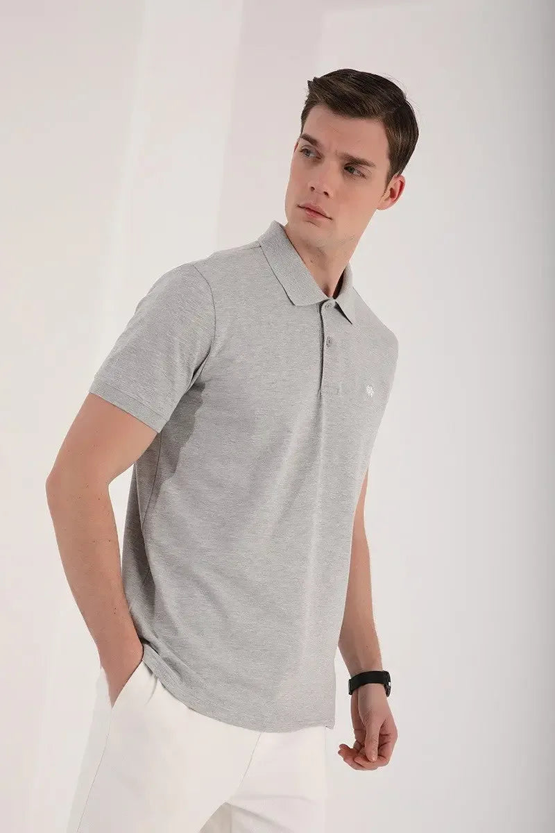 Polo homme en maille avec logo col polo coupe standard- 87748