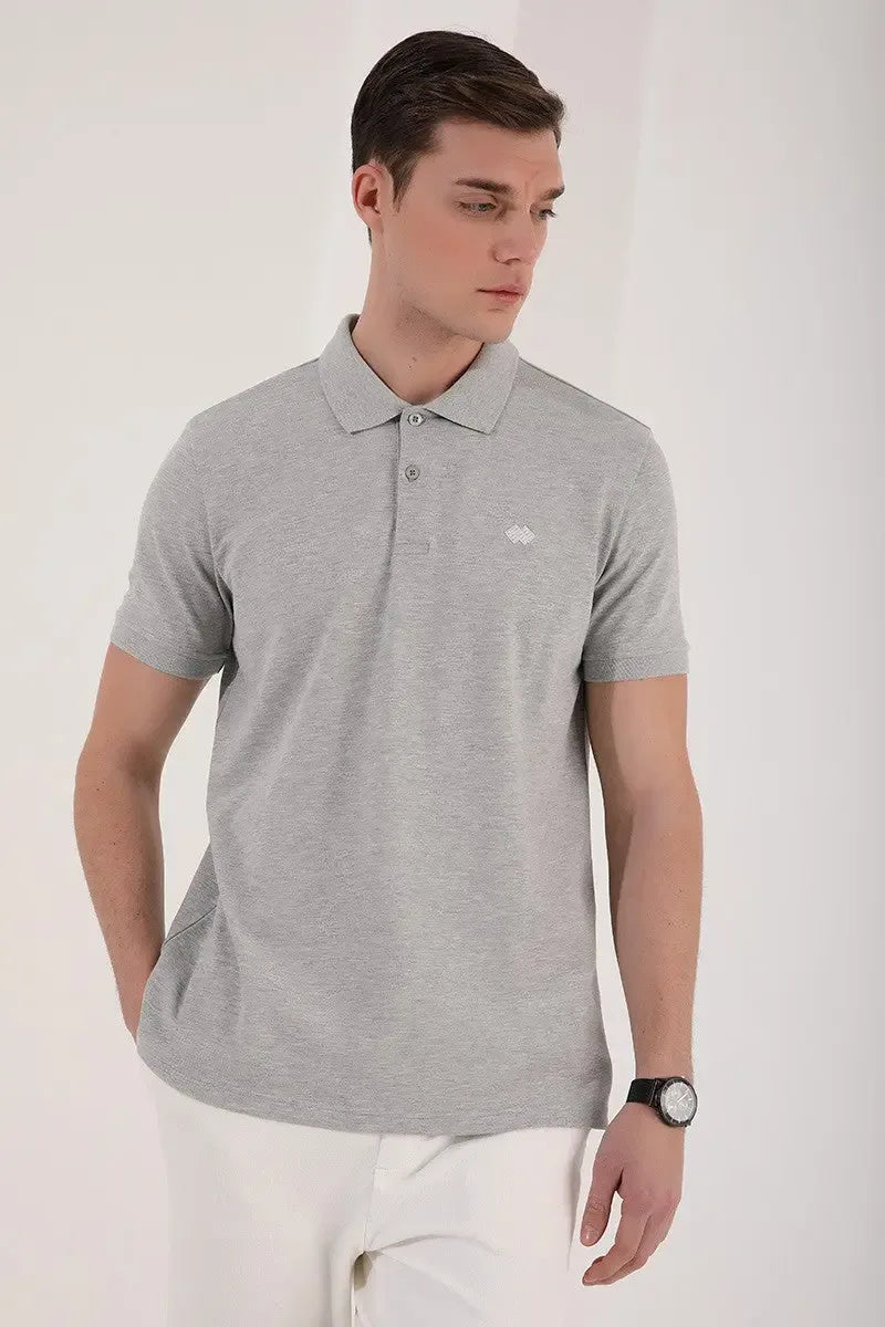 Polo homme en maille avec logo col polo coupe standard- 87748