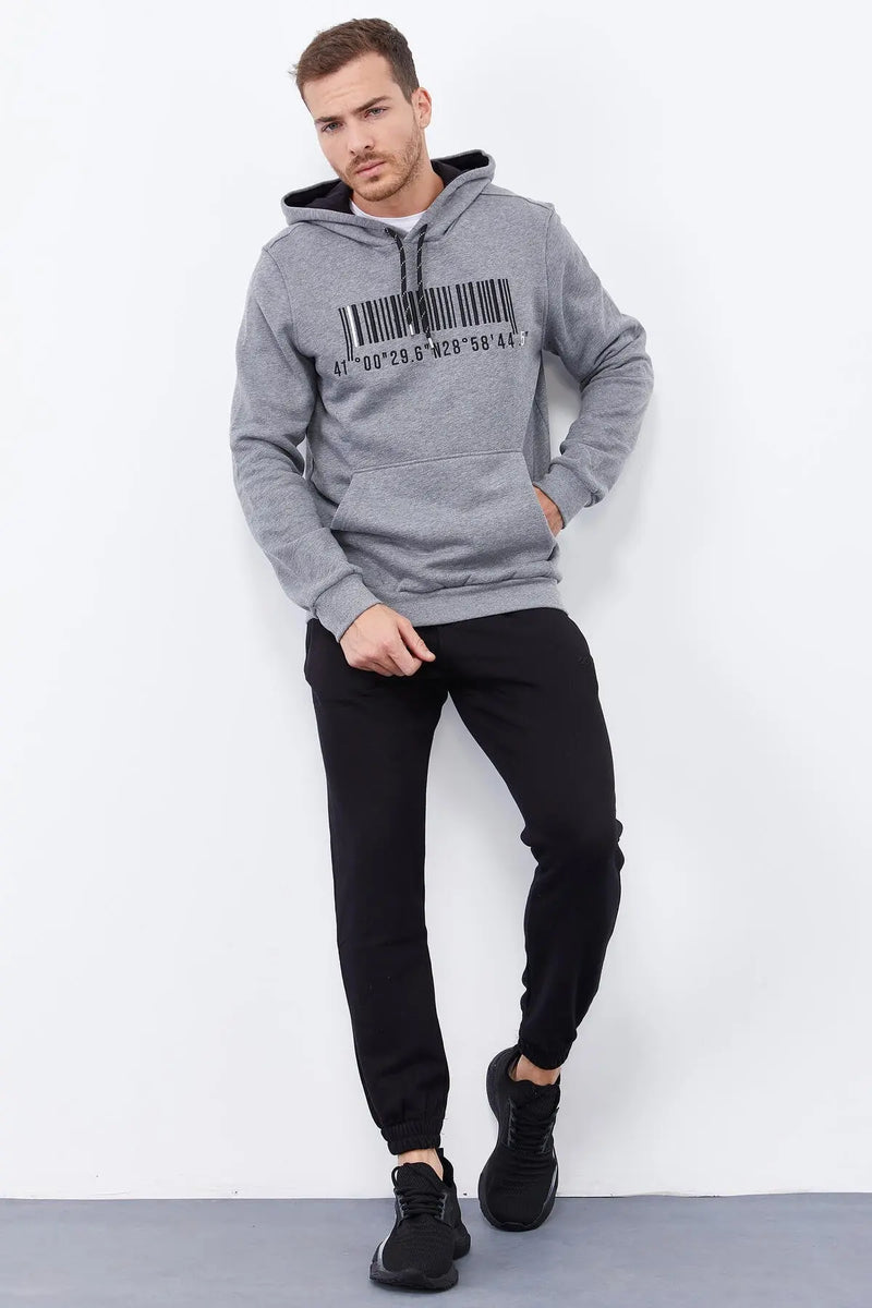 Sweatshirt pour homme à capuche avec poche kangourou et broderie, coupe standard - 87839