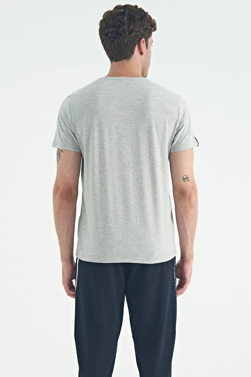 T-shirt pour homme à col rond, coupe standard, modèle basique - 88245