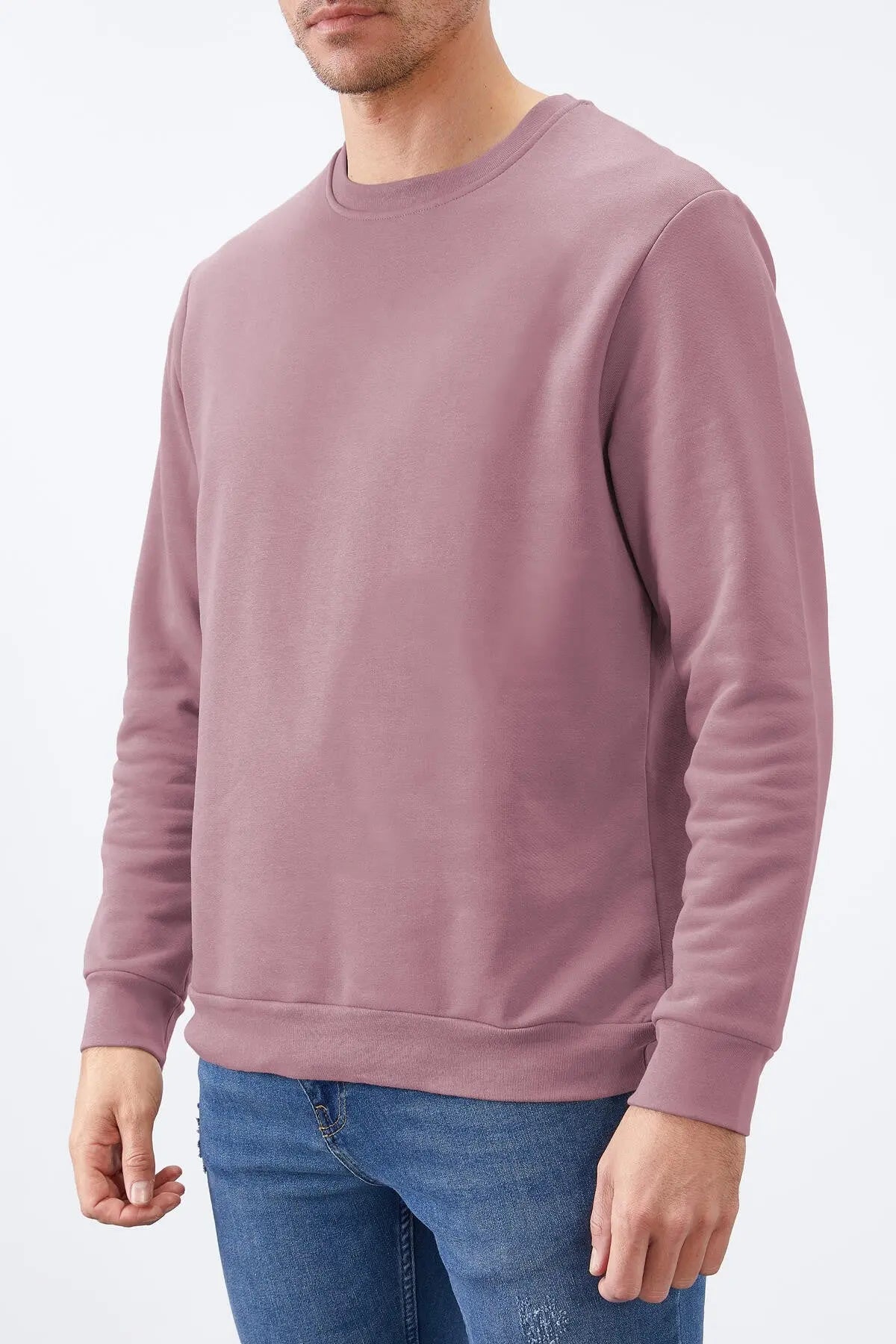basic o yaka rahat form erkek sweatshirt - 88053 - Justyol