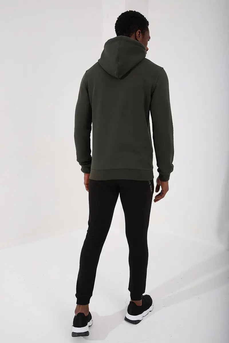 nakişli kanguru cep standart kalip kapüşonlu erkek sweatshirt - 87839 - Justyol