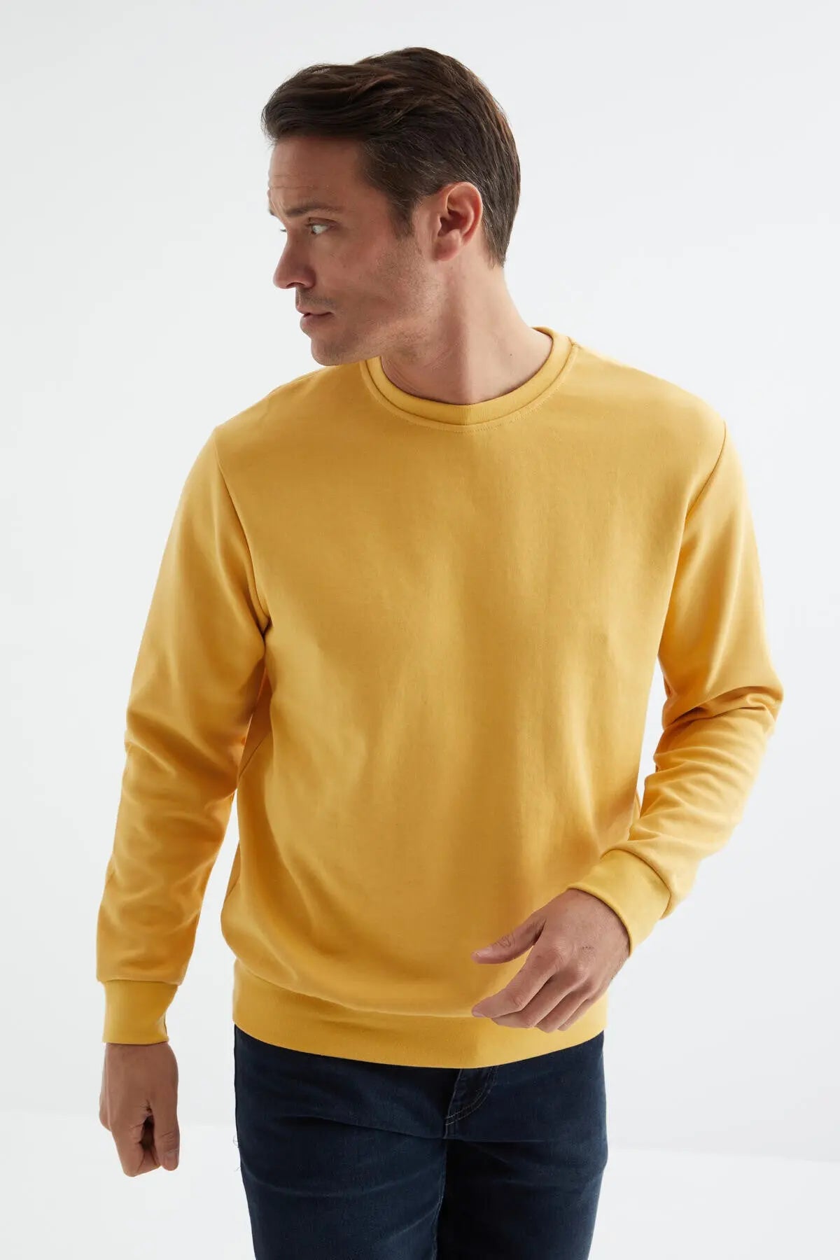 basic o yaka rahat form erkek sweatshirt - 88053 - Justyol