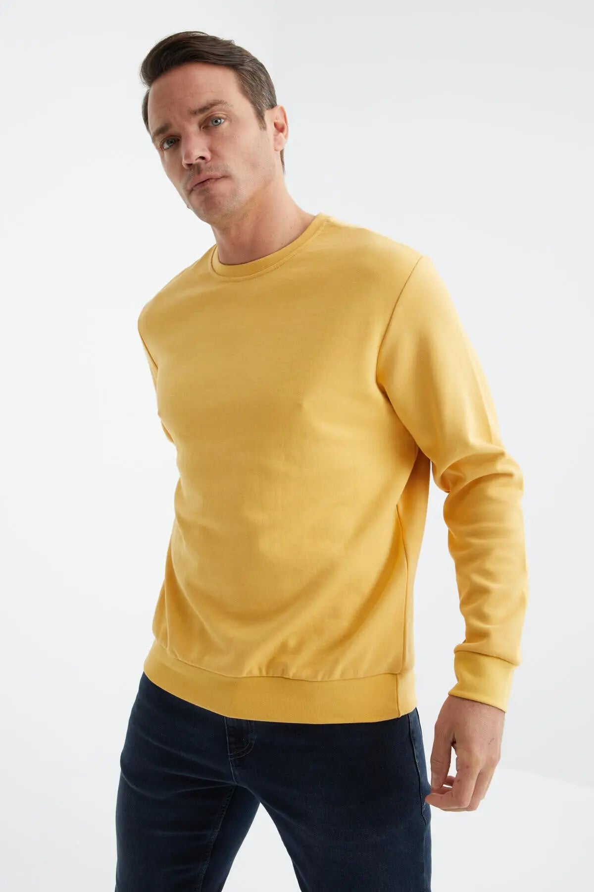 basic o yaka rahat form erkek sweatshirt - 88053 - Justyol