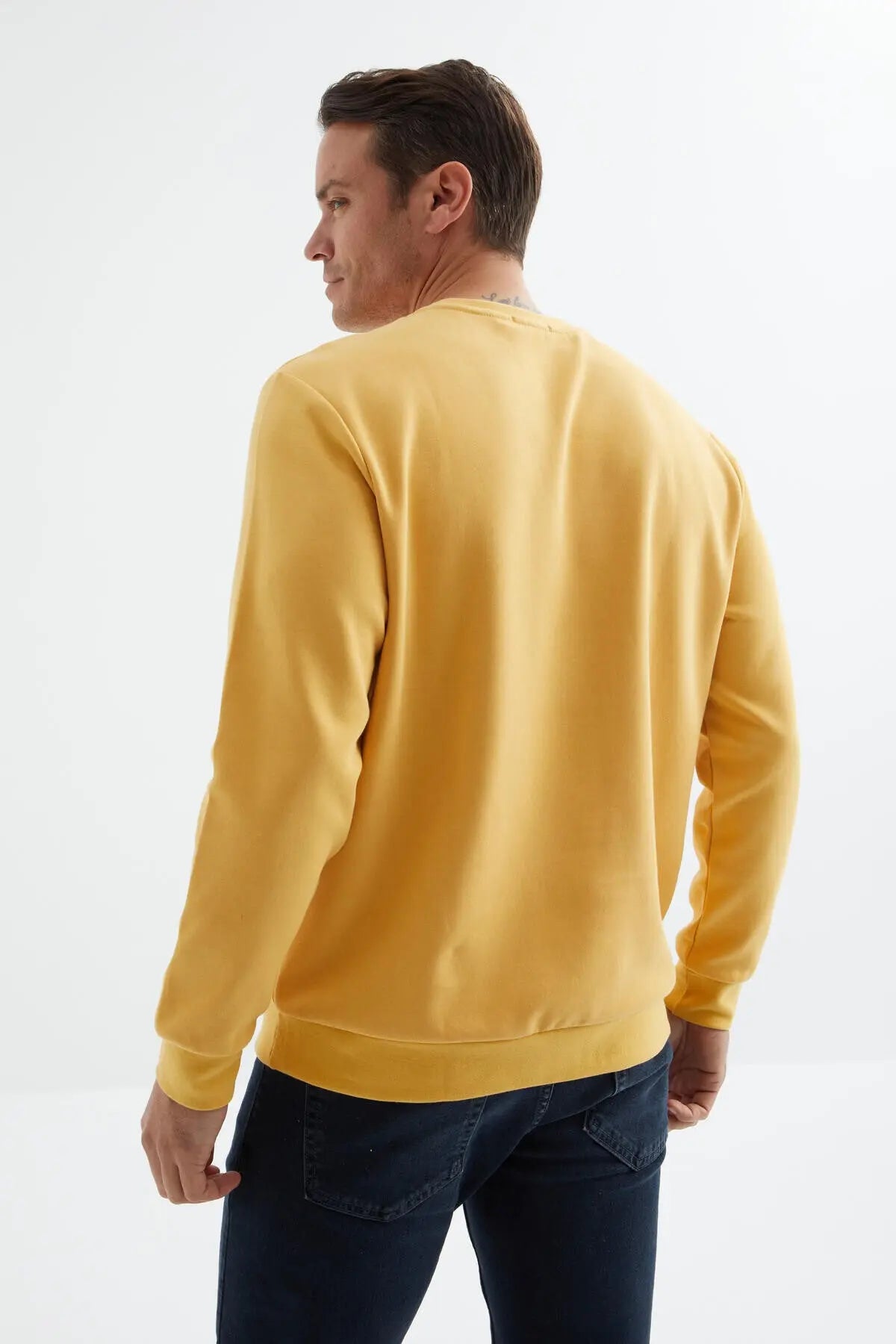 basic o yaka rahat form erkek sweatshirt - 88053 - Justyol